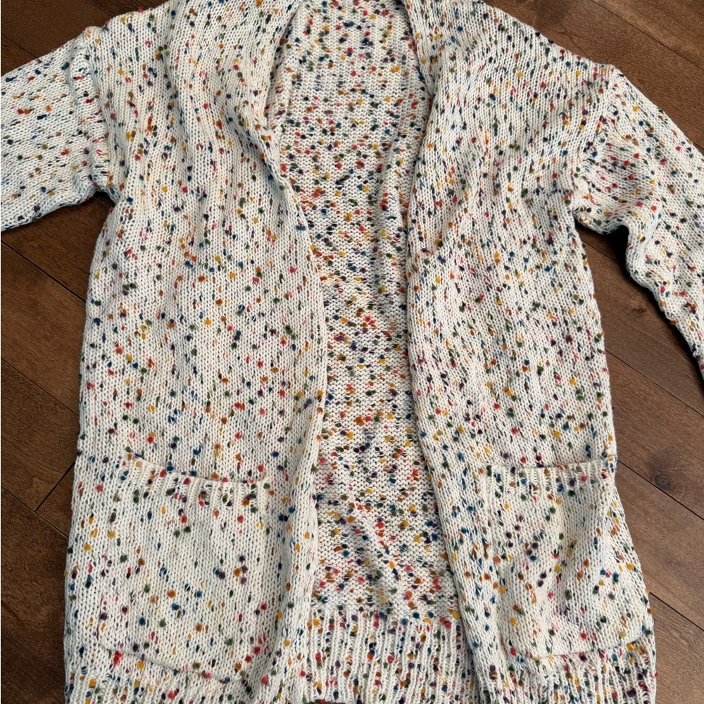 Cream Confetti Chunky Knit Cardigan Sweater